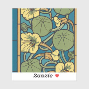 Adesivo Art Nouveau Nasturtium Azul Dourado floral Verneui