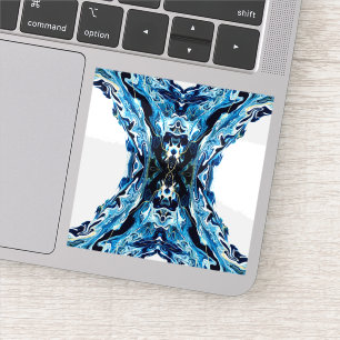 Adesivo Arte abstrata em azul abissal com tinta acrílica f