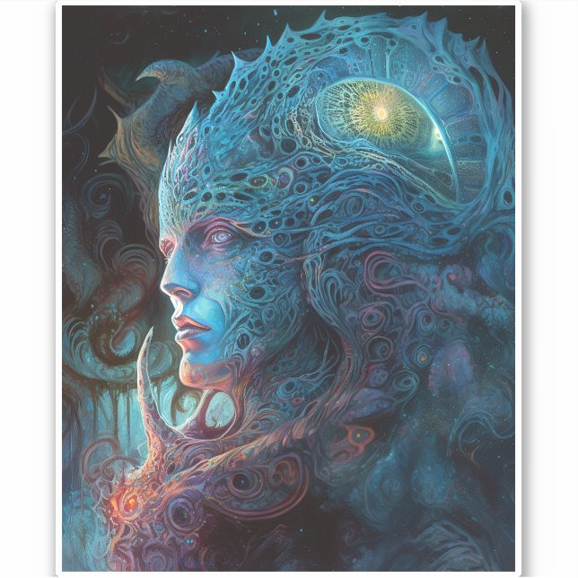 Adesivo Arte Científica Surreal do Homem de alienígena (Frente)