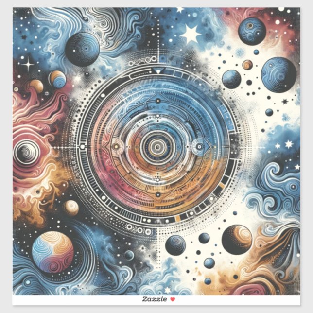 Adesivo Arte Cósmica Futurística Batik - Design de Espaço (Folha)