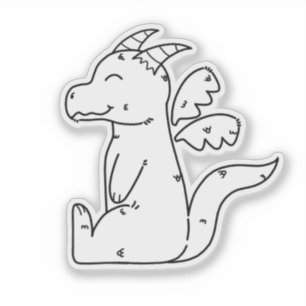 Adesivo Arte da Linha do Dragão de Cartoon Bidimensional