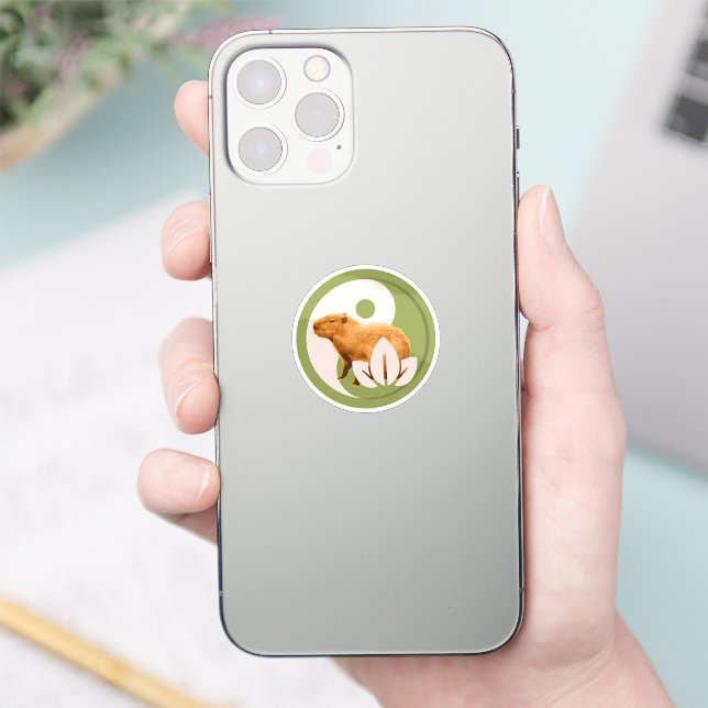 Adesivo Arte da Natureza Pacífica Capivara Zen Yin Yang (Telefone)