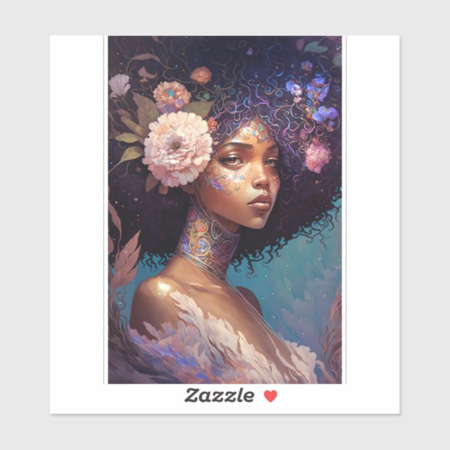 Adesivo Arte da Rainha Fantasia, Deusa Negra Africana (Folha)