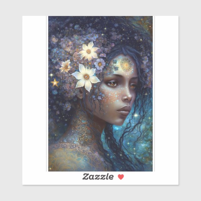 Adesivo Arte da Rainha Fantasia, Deusa Negra Africana (Folha)