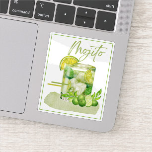 Adesivo Arte de Aquarela de Coquetel Mojito