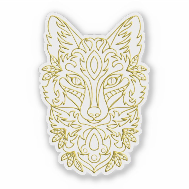 Adesivo Arte de cabeça de lobo em ouro (Frente)