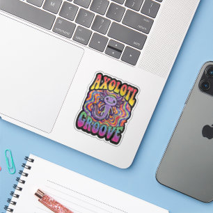 Adesivo Arte de Chuva de Cores Retro Groovy Hippie Axolote