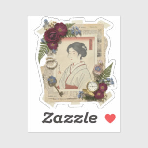 Adesivo Arte de Colagem Ukiyoe Elegante – Beleza Vintage J