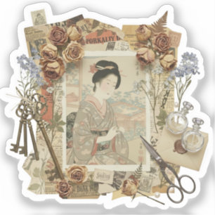 Adesivo Arte de Colagem Ukiyoe Elegante – Beleza Vintage J