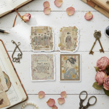 Arte de Colagem Ukiyoe Elegante – Beleza Vintage J