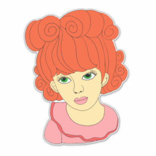Adesivo Arte de desenho animada de Cabelo Vermelho