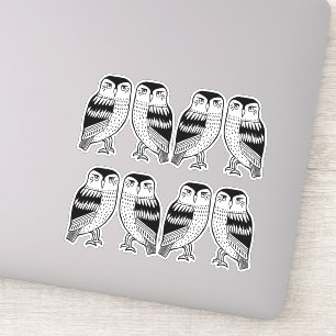 Adesivo Arte de Desenho da Linha Black Wise Owls