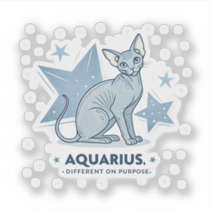 Adesivo Arte de Gato Sphynx Zodíaco de Aquário com Propósi