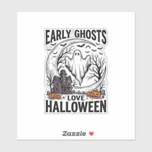 Adesivo Arte de gravura de fantasma de Halloween vintage a