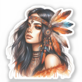 Adesivo Arte de IA Boho Girl Moda Boêmia