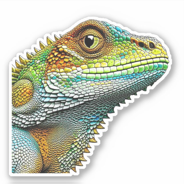 Adesivo Arte de IA de Lagarto de Aparência Legal (Frente)