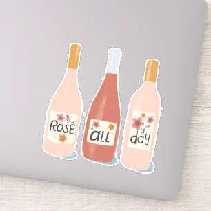 Adesivo Arte de Ilustração do Vinho do Dia Todo rosa