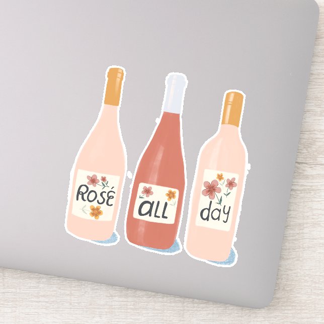 Adesivo Arte de Ilustração do Vinho do Dia Todo rosa (Detalhe)