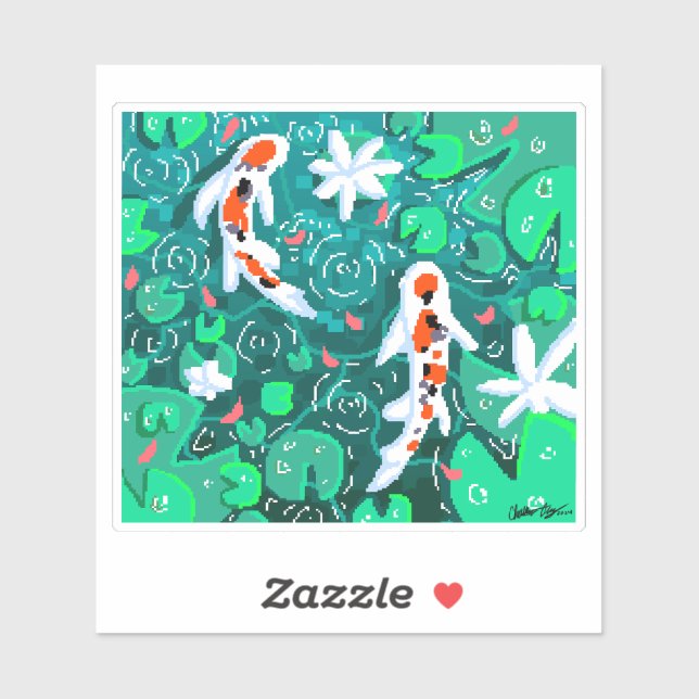 Adesivo Arte de lagoa Pixel koi (Folha)