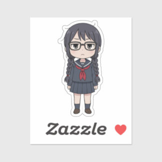 Adesivo Arte de Mangá Sombrio Chibi de Saki Yoshida