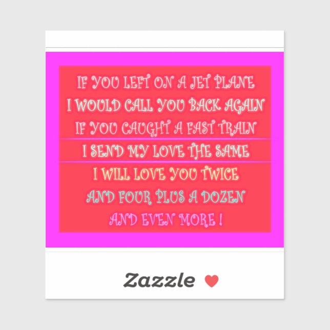 Adesivo Arte de poemas românticos para o seu amado (Folha)