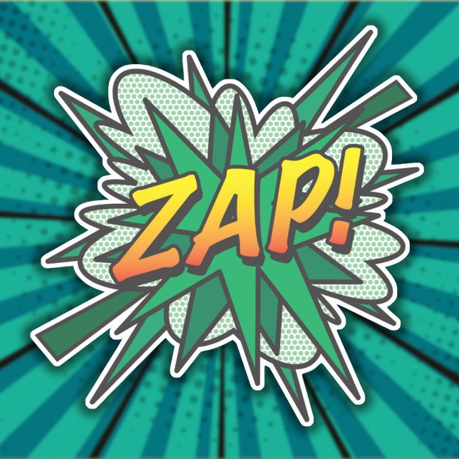 Adesivo Arte de Pop de Livro Retrópico de Diversão ZAP (ZAP Fun Retro Comic Book Pop Art Sticker)