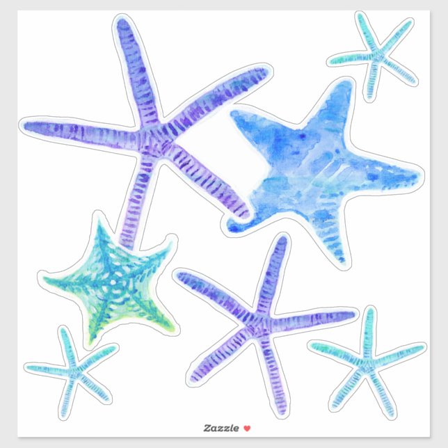 Adesivo Arte de Starfish Púrpura do Oceano Costeiro com Aq (Folha)