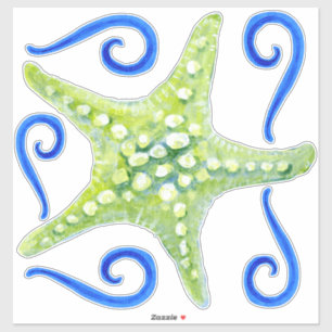 Adesivo Arte de Starfish Verde da Noz da Água