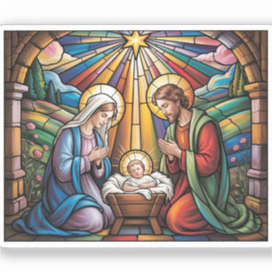 Adesivo Arte de Vitral da Natividade – Natal da Sagrada Fa