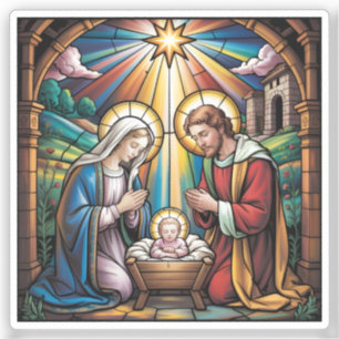 Adesivo Arte de Vitral da Natividade – Natal da Sagrada Fa