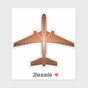 Adesivo Arte Deco Avião, Bronze, Dourado e Triste