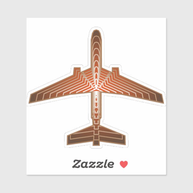 Adesivo Arte Deco Avião, Bronze, Dourado e Triste (Folha)