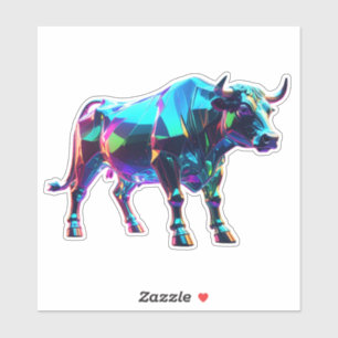 Adesivo Arte Digital Bull Colorida - Neon 3D Vibrante