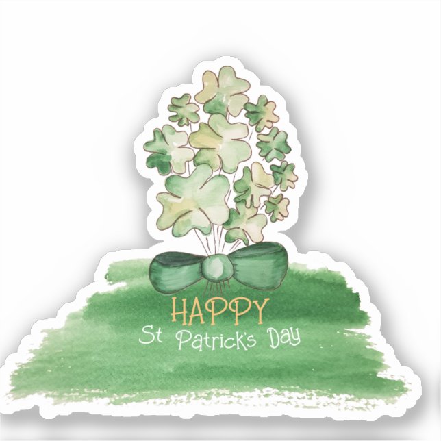 Adesivo Arte em Aquarela de Shamrock Personalizado (Frente)