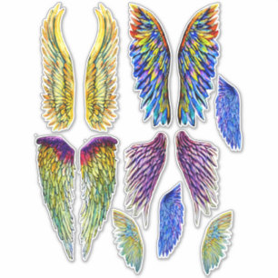Adesivo arte fantasia de asas de anjo aquarela