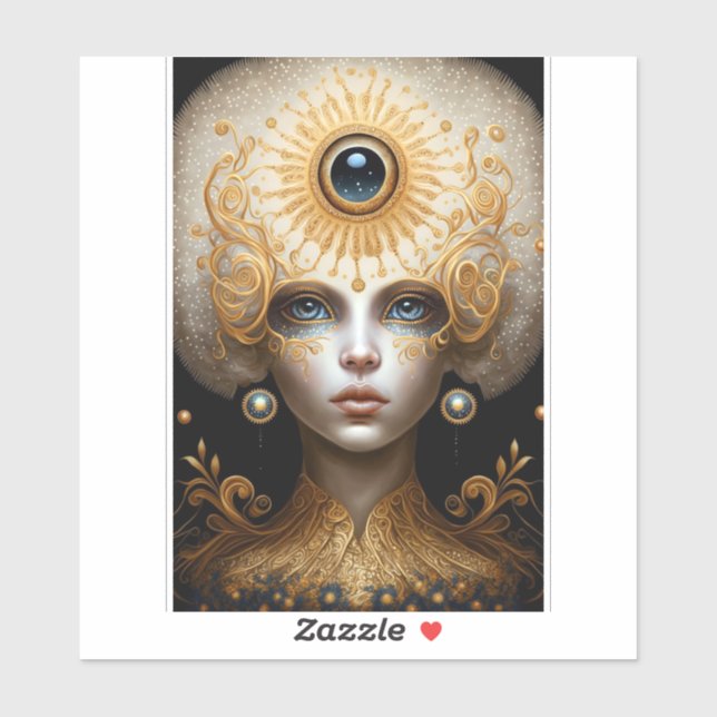 Adesivo Arte Fantástica da Deusa dos Olhos Terceiros (Folha)