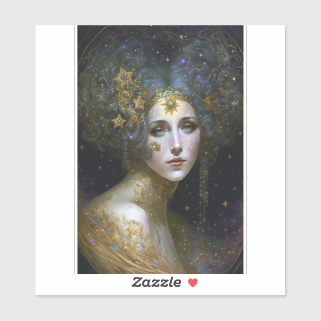 Adesivo Arte Fantástica de Deusa Cósmica (Folha)