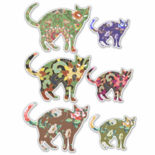 Adesivo Arte floral do animal dos entalhes do gato da flor