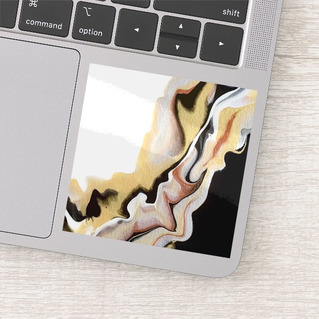 Adesivo Arte Fluida Abstrata Alligare Dourada Preta e Bran (Detalhe)