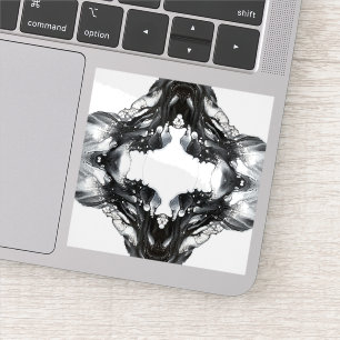 Adesivo Arte Fluida Abstrata em Preto e Branco Luz e Escur