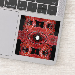 Adesivo Arte Fluida Abstrata Labiríntica Vermelha Preta e 