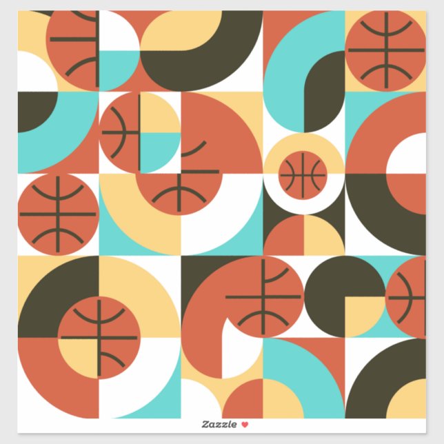 Adesivo Arte geométrica Abstrato de basquetebol (Folha)