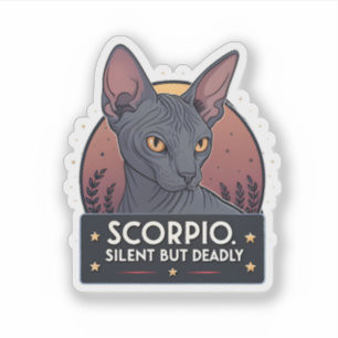 Adesivo Arte Mortal Silenciosa do Gato Sphynx do Zodíaco d