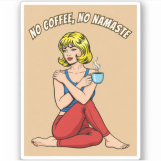 Adesivo Arte Pop Humor Café Ioga Vintage Retrô Engraçado 
