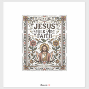 Adesivo Arte Popular Jesus Fé Arte Popular Cristã Fé