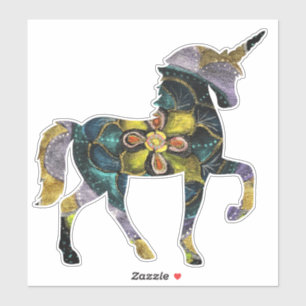 Adesivo Arte preta & Dourado do unicórnio da mandala