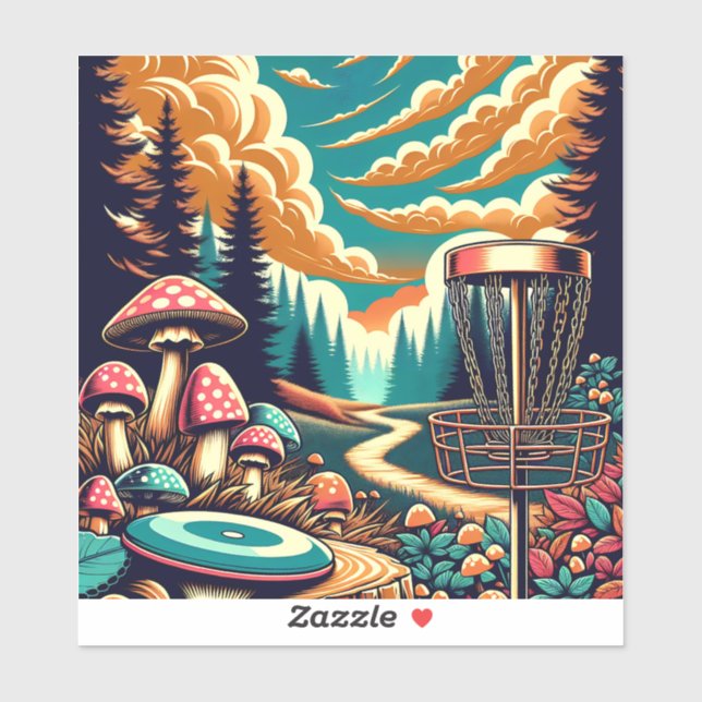 Adesivo Arte Psicodélica de Golf de Disco Retroativo (Folha)