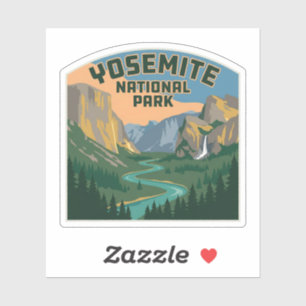 Adesivo Arte Retro de Viagens do Parque Nacional de Yosemi