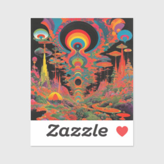 Adesivo Arte Retro Psicodélico dos Anos 60 Vintage Trippy