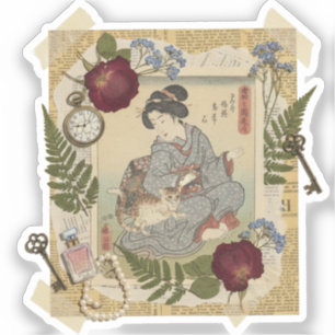 Adesivo Arte sofisticada de colagem Ukiyoe – Beleza Vintag